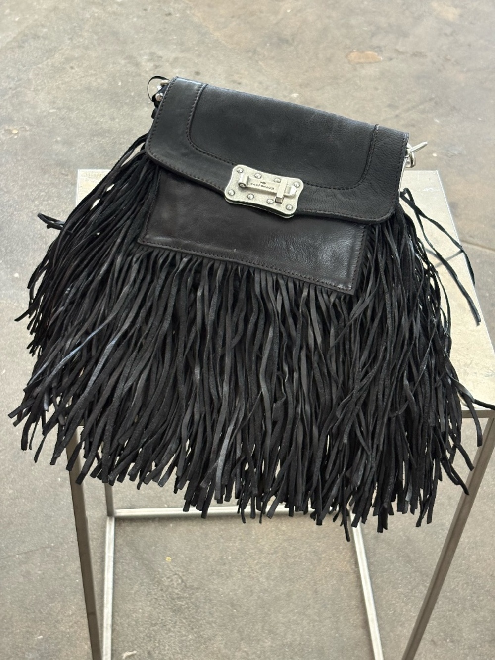 Campomaggi Fringed Leather Bag in Black
